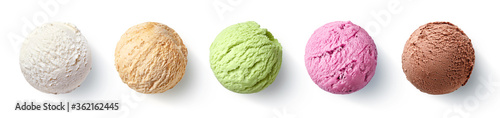 Fotografie Set of five various ice cream scoops or balls