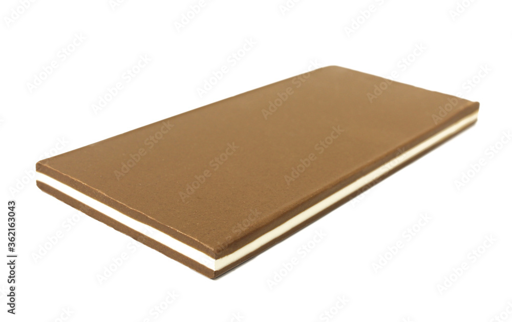 Chocolate bar isolated on white background. Square shaped milk and cocoa blank block Chocolate bar isolated on white background. Square shaped milk and cocoa blank block