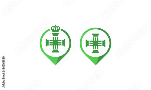 crown royal pin map icon logo symbol vector