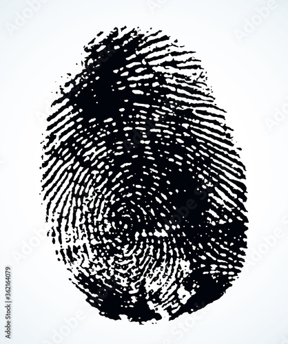 Fingerprint. Vector drawing black pattern