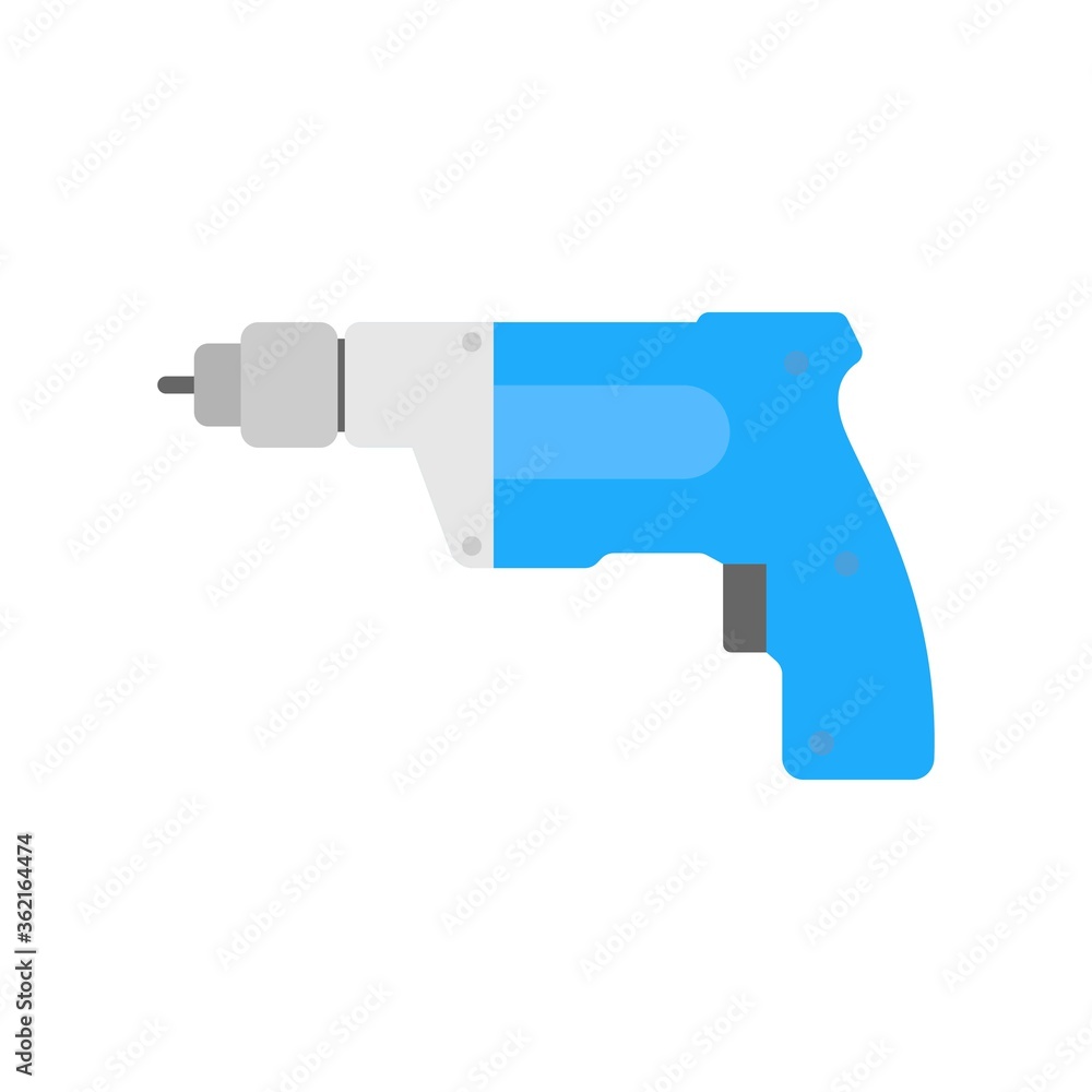 Drill icon illustration in flat design style. Repair, construction tool symbol. Drill icon illustration in flat design style. Repair, construction tool symbol.