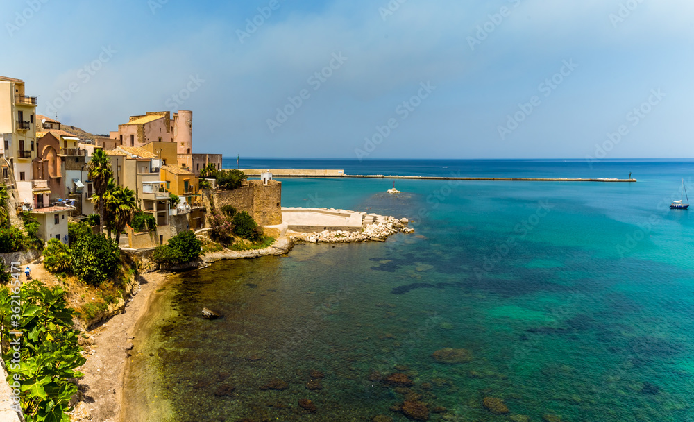 The ancient castle of  Castellammare del Golfo, Sicily in the summertime