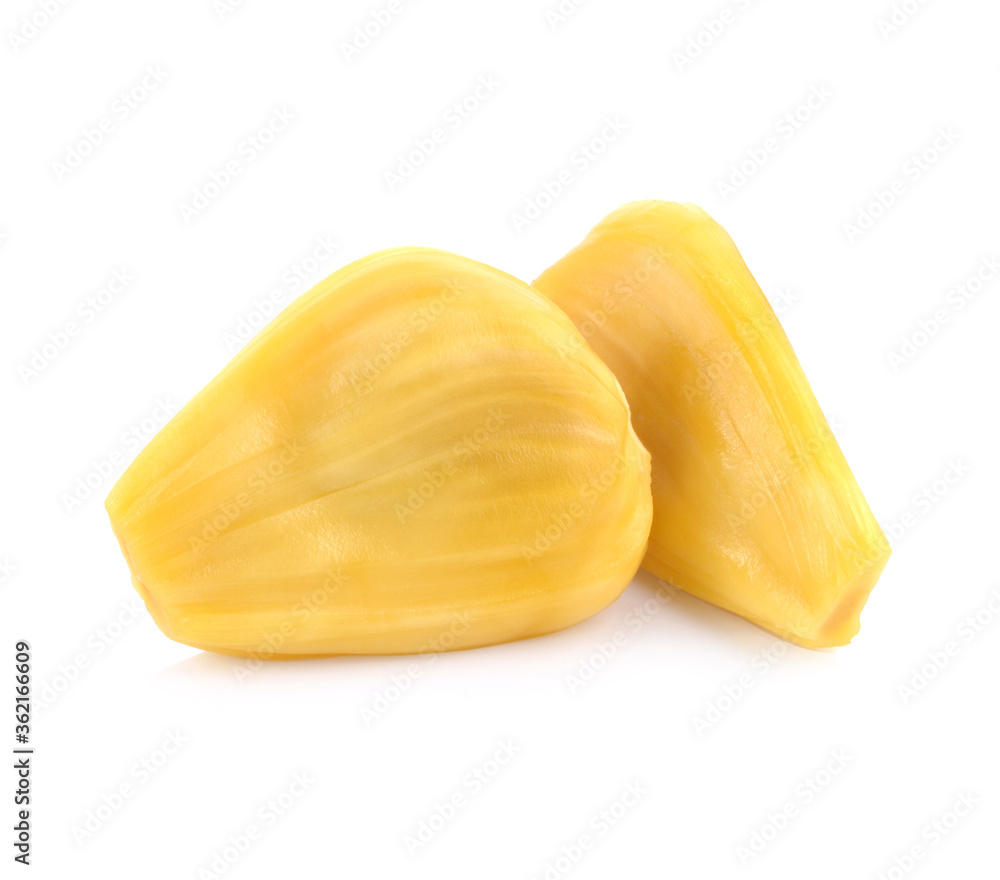 section of jackfruit isolated on white background