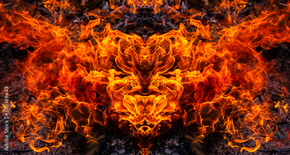 Fiery face. God of fire. An evil demonic spirit. Fiery face. God of fire. An evil demonic spirit.