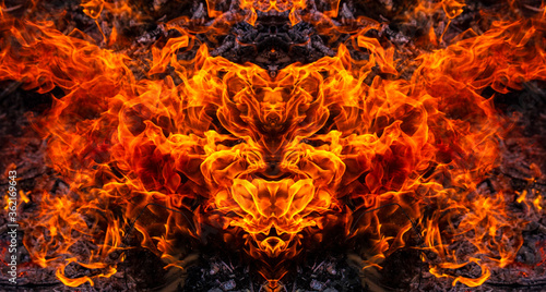 Fiery face. God of fire. An evil demonic spirit.