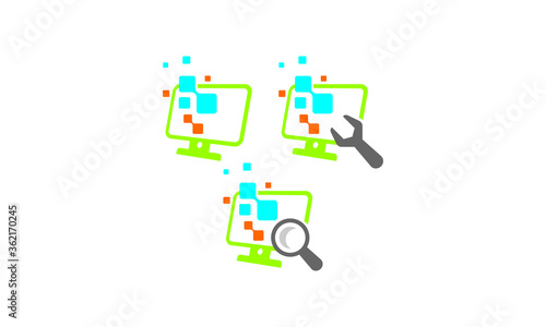 computer search maintenance technology logo icon vector symbol