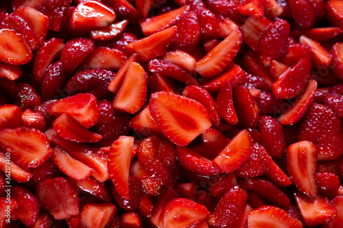 close-up fresh red stawberry as background