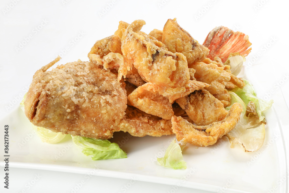 Deep fried freshwater red whole tilapia fish sliced fillet Deep fried freshwater red whole tilapia fish sliced fillet