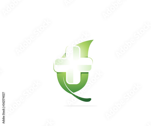 Green medical logo design template