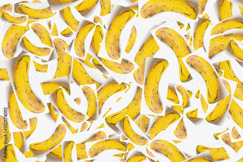 abstract bananas collage print on white background