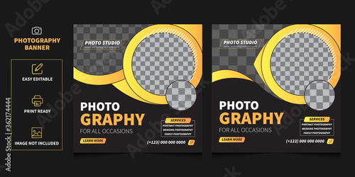 Creative Photography banner template.Photography Social Media Banner, Stories, and Photography Cover. Vector illustration
