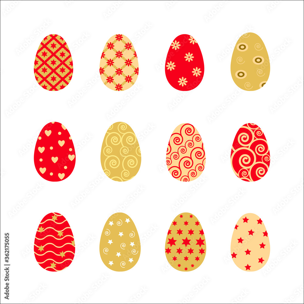 Set Easter eggs on white background Set Easter eggs on white background