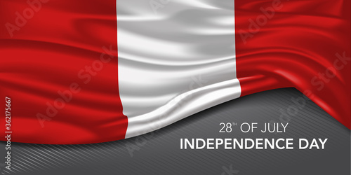Peru independence day greeting card, banner with template text vector illustration