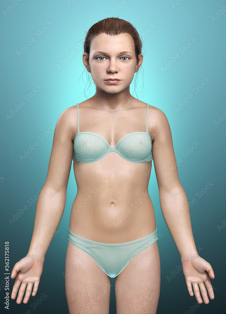 3d rendered illustration of the young Girl body 3d rendered illustration of the young Girl body