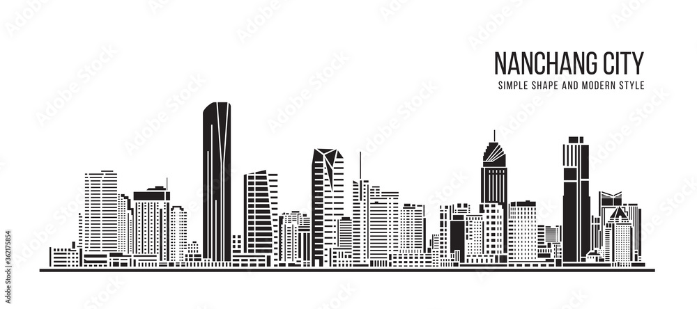 Cityscape Building Abstract Simple shape and modern style art Vector design -  Nanchang city