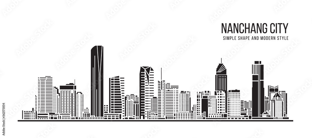 Cityscape Building Abstract Simple shape and modern style art Vector design - Nanchang city Cityscape Building Abstract Simple shape and modern style art Vector design - Nanchang city