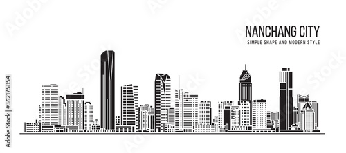 Cityscape Building Abstract Simple shape and modern style art Vector design -  Nanchang city