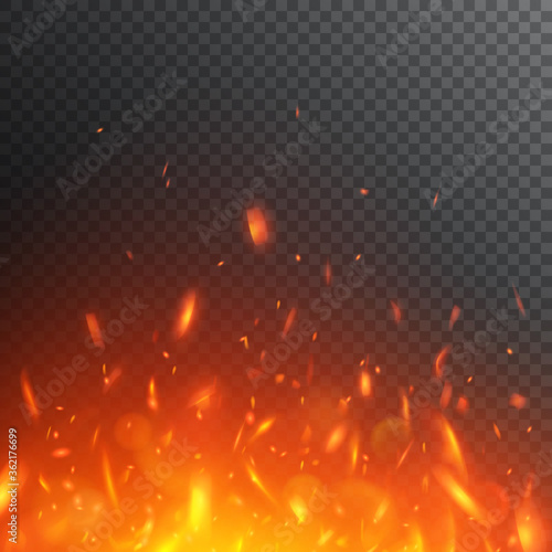 Fire flame with sparks.