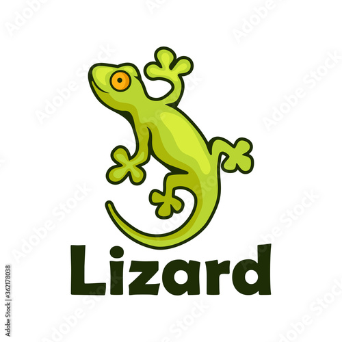 gecko lizard character isolated on white background.  vector illustration