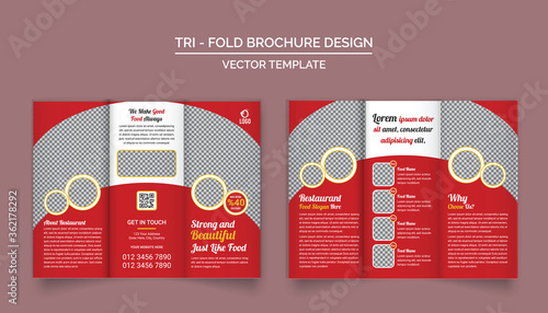 Restaurant Tri-Fold Brochure Design Template for your Company, Corporate, Business, Advertising, Marketing, Agency, and Internet business.
