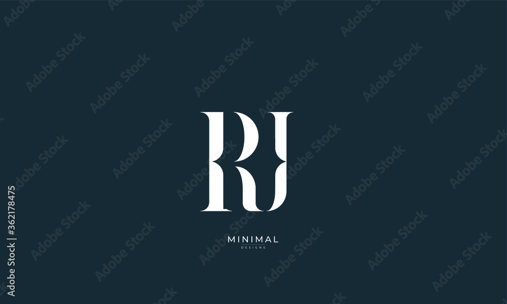 Fototapeta premium Alphabet letter icon logo RJ