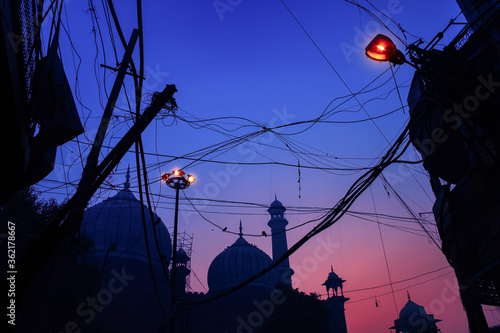 street view of Jama Masjid is the principal mosque of Old Delhi in India. photo