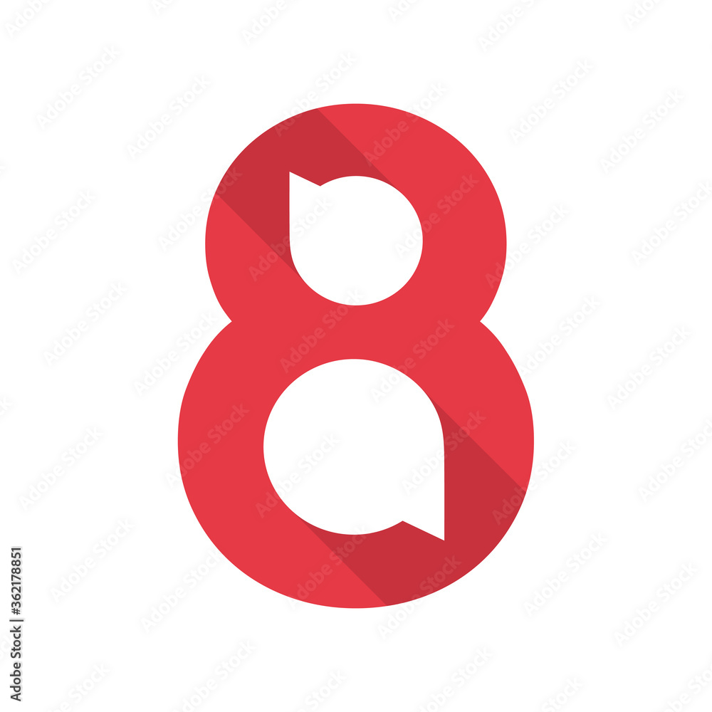 Talk logo number eight design template. Red chat logo. Talk logo number eight design template. Red chat logo.