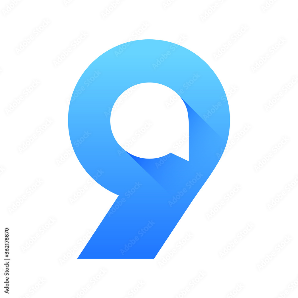 Talk logo number nine design template. Blue chat logo. Talk logo number nine design template. Blue chat logo.