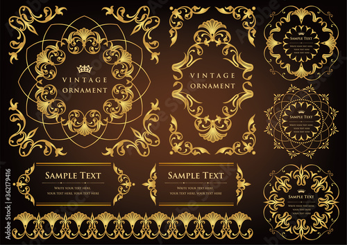 ビンテージオーナメントセット。ボーダーや各種フレーム素材。