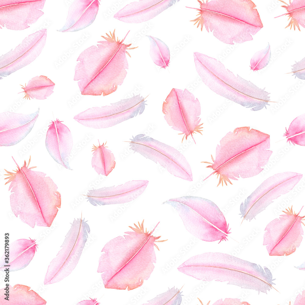 pattern with pink feathers