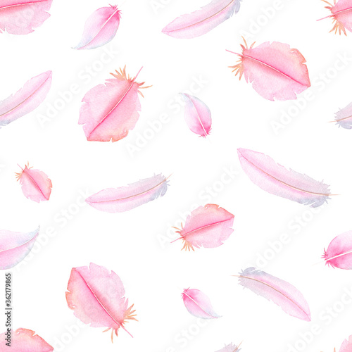 pattern with pink feathers