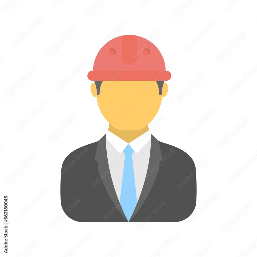 Industrial engineer icon illustration in flat design style. Industrial engineer icon illustration in flat design style.