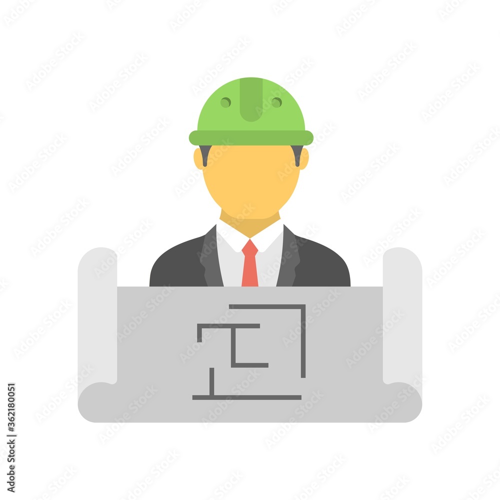 Obraz premium Architect icon illustration. Construction engineer symbol. Flat design style.