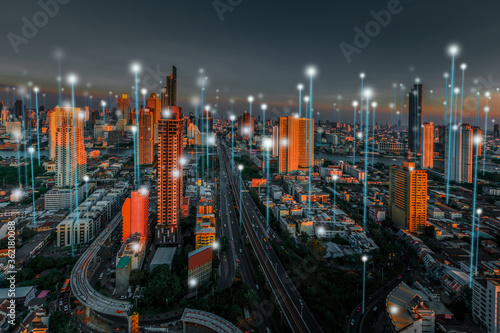 Canvas Print connection in asia at night