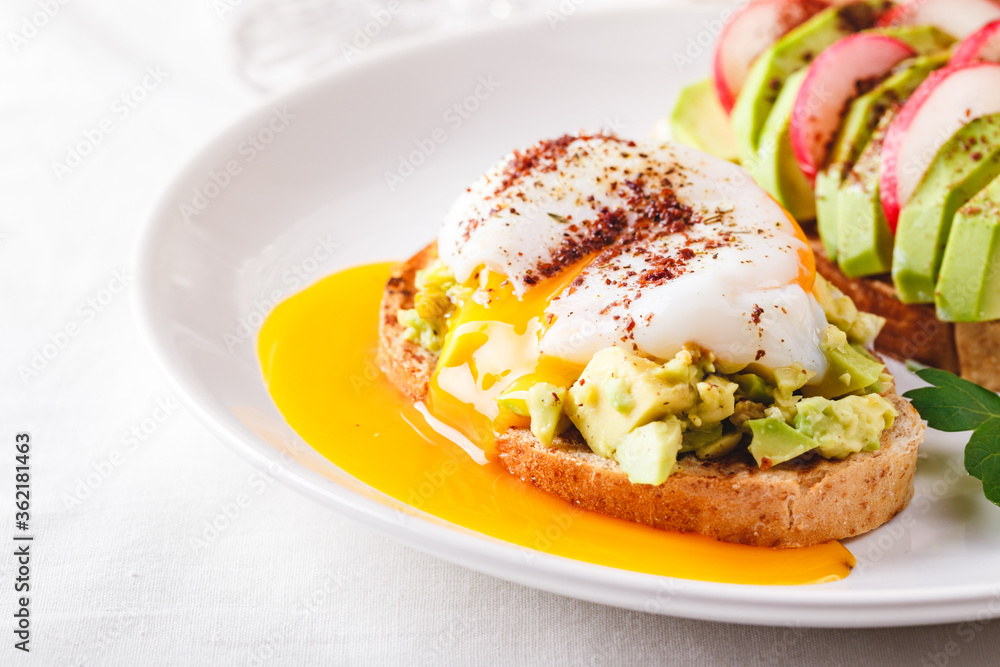 Toast with poached egg and avocado Toast with poached egg and avocado