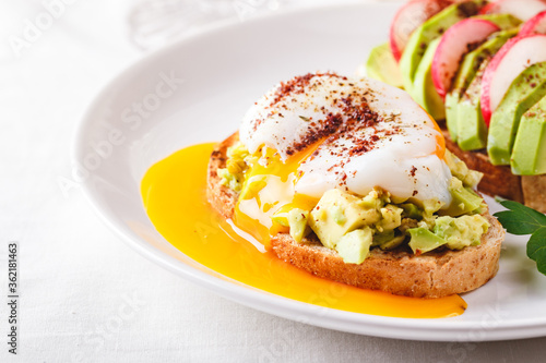 Toast with poached egg and avocado