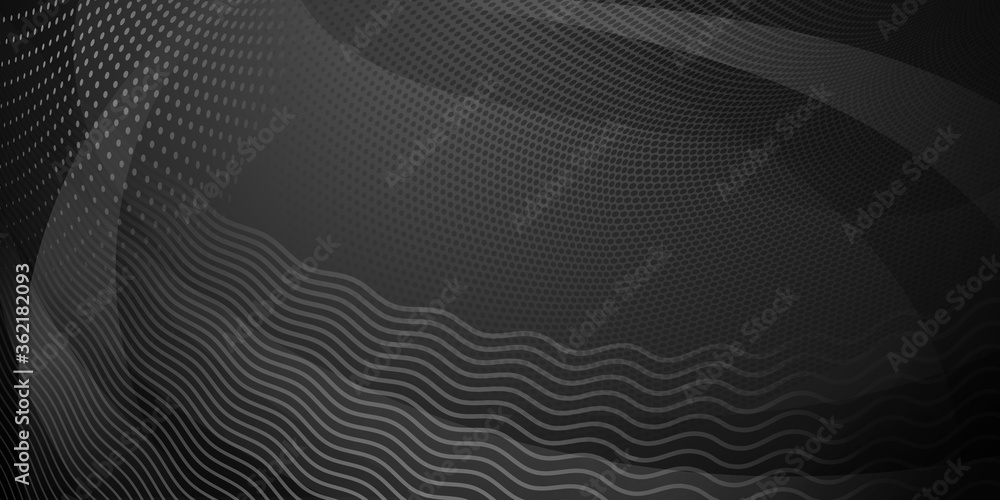 Abstract background made of halftone dots and curved lines in black and gray colors Abstract background made of halftone dots and curved lines in black and gray colors