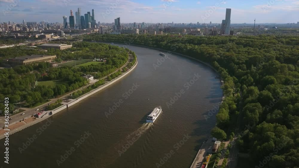 sunny day moscow city sparrow hills cityscape river aerial flight over panorama 4k russia sunny day moscow city sparrow hills cityscape river aerial flight over panorama 4k russia