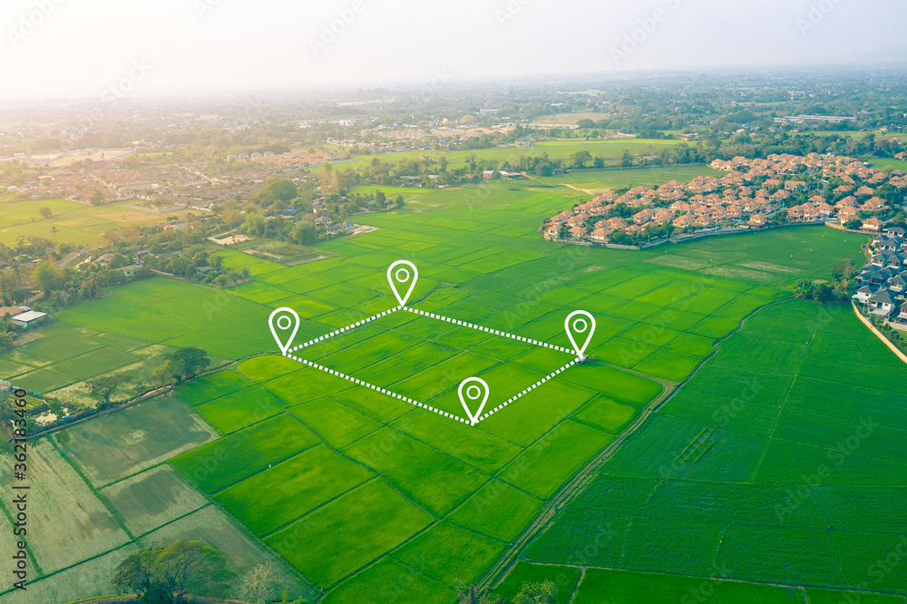 Land Plot In Aerial View Gps Registration Survey Of Property Real 