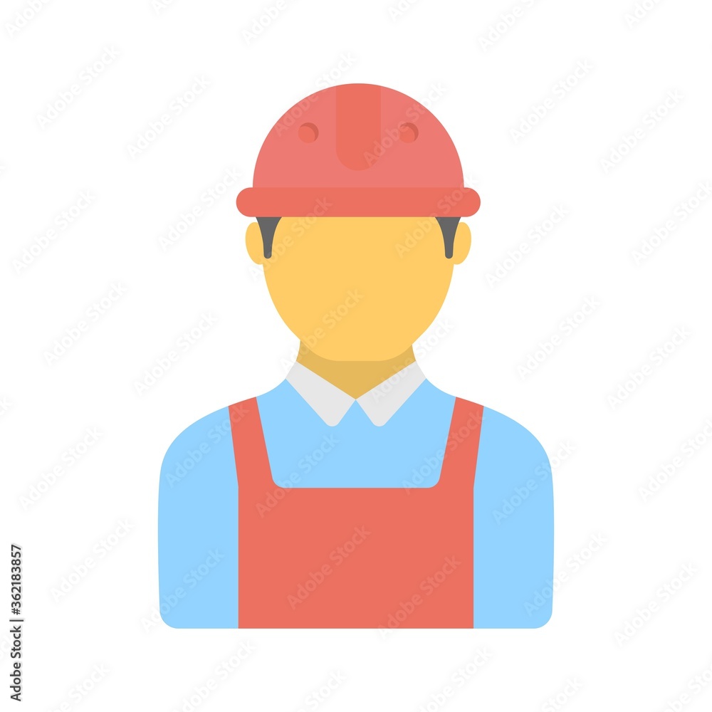 Worker with hard hat icon illustration. Engineer, construction or industrial employee helmet sign.