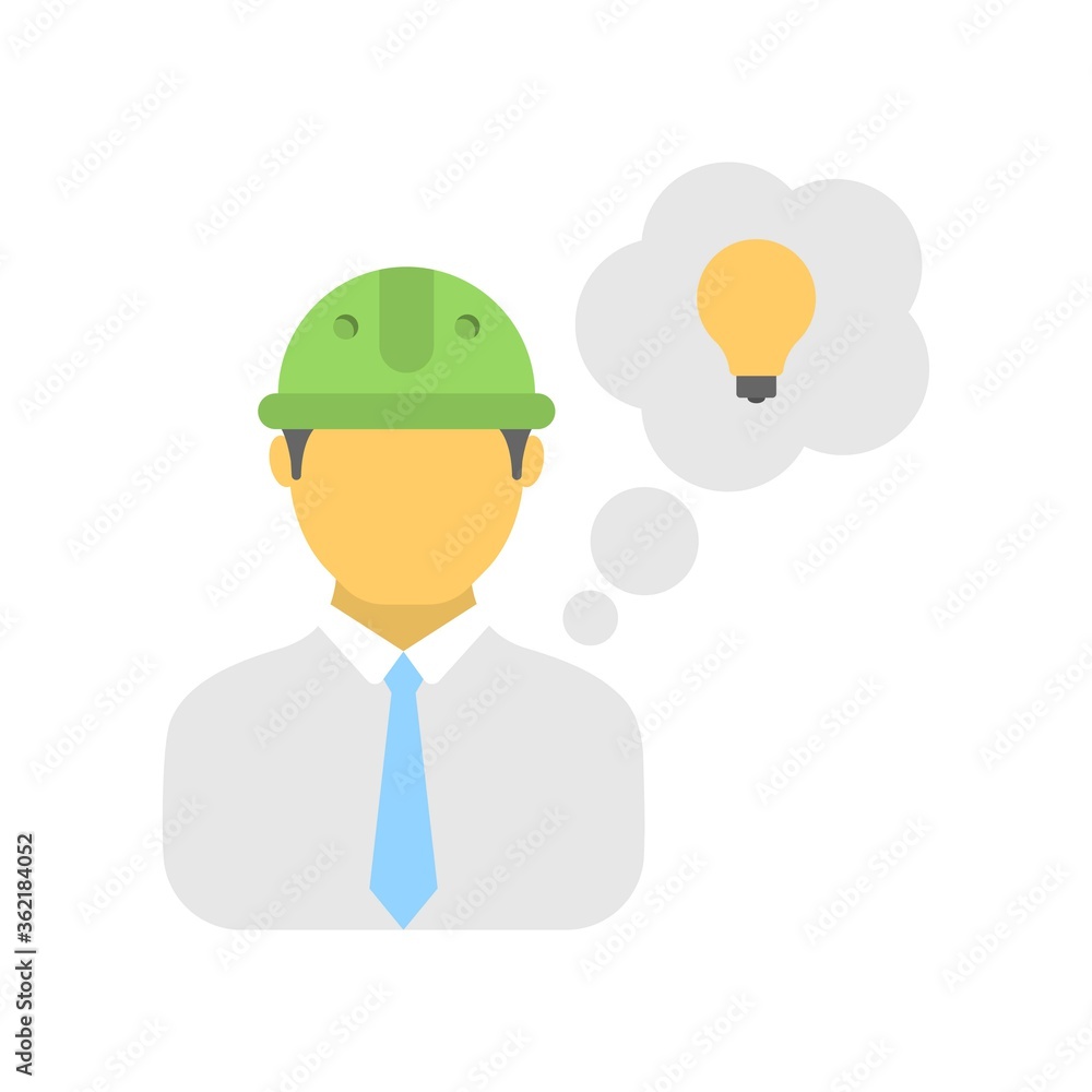 Creative light bulb with construction worker. Engineering innovation sign. Creative light bulb with construction worker. Engineering innovation sign.
