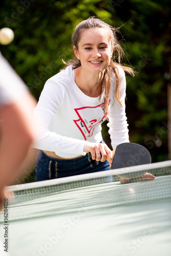 playing table tennis woman sporty girl people hobby ping pong