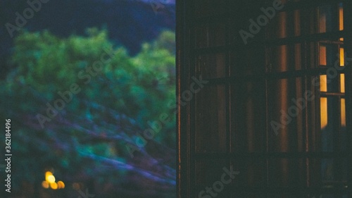 window in the night sky with clouds