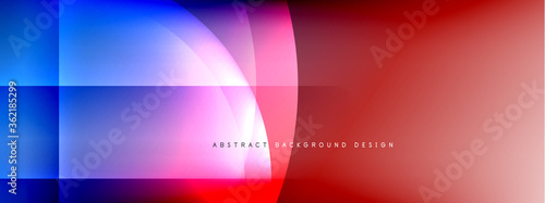Vector abstract background - circle and cross on fluid gradient with shadows and light effects. Techno or business shiny design templates for text