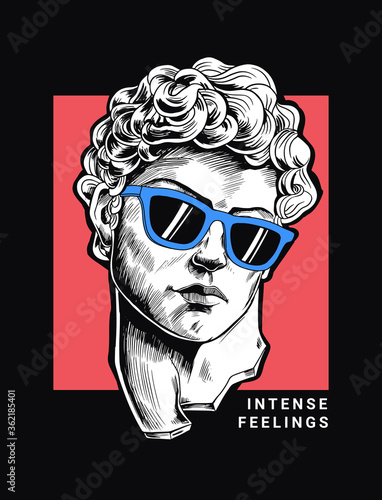 Vector sculpture illustration with sunglasses and the slogan. For t-shirt prints, posters and other uses.