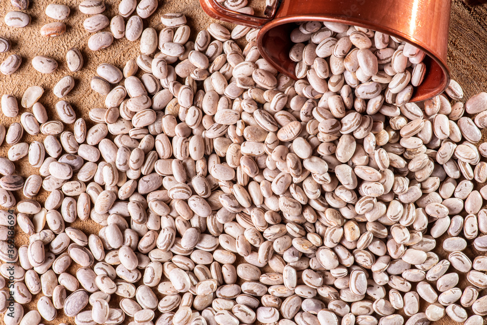 Raw brown bean grains seen close up Raw brown bean grains seen close up