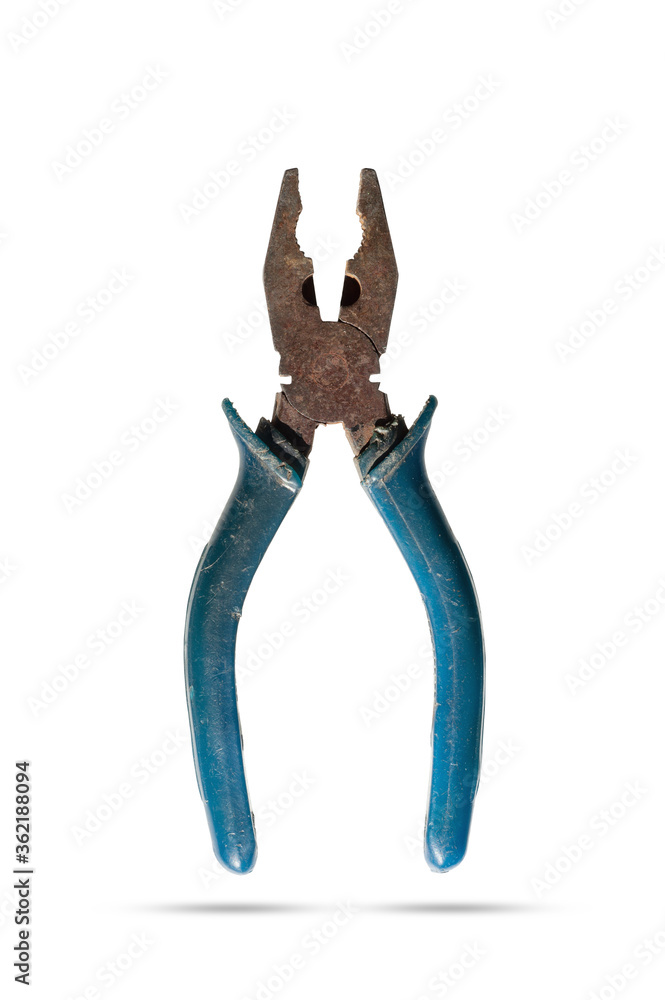 old rusty pliers isolated on a white background old rusty pliers isolated on a white background