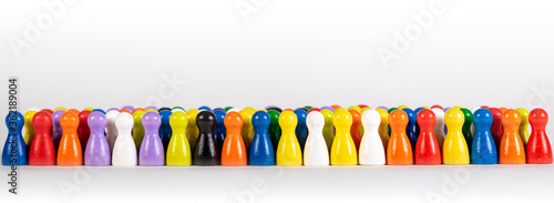 wooden figurines in several colours, panorama