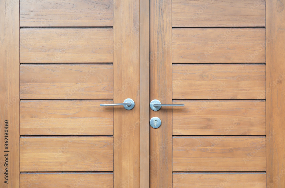 Wooden door with door handles Wooden door with door handles