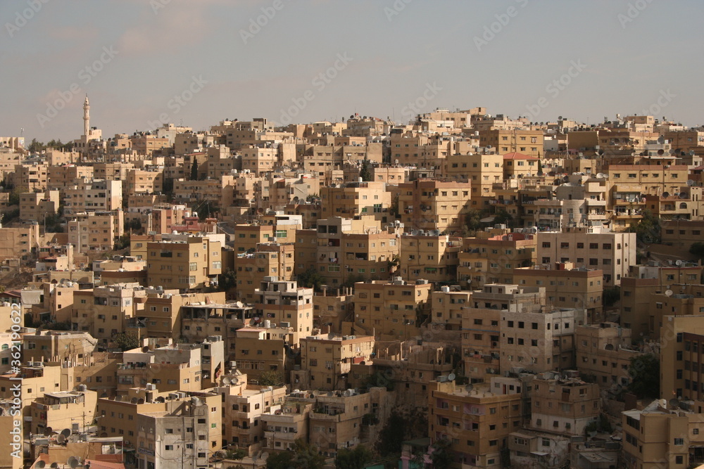Amman Jordan - October 17 2011: City view in the capital of Jordan (Amman) - lots of houses in monochrome sand-color